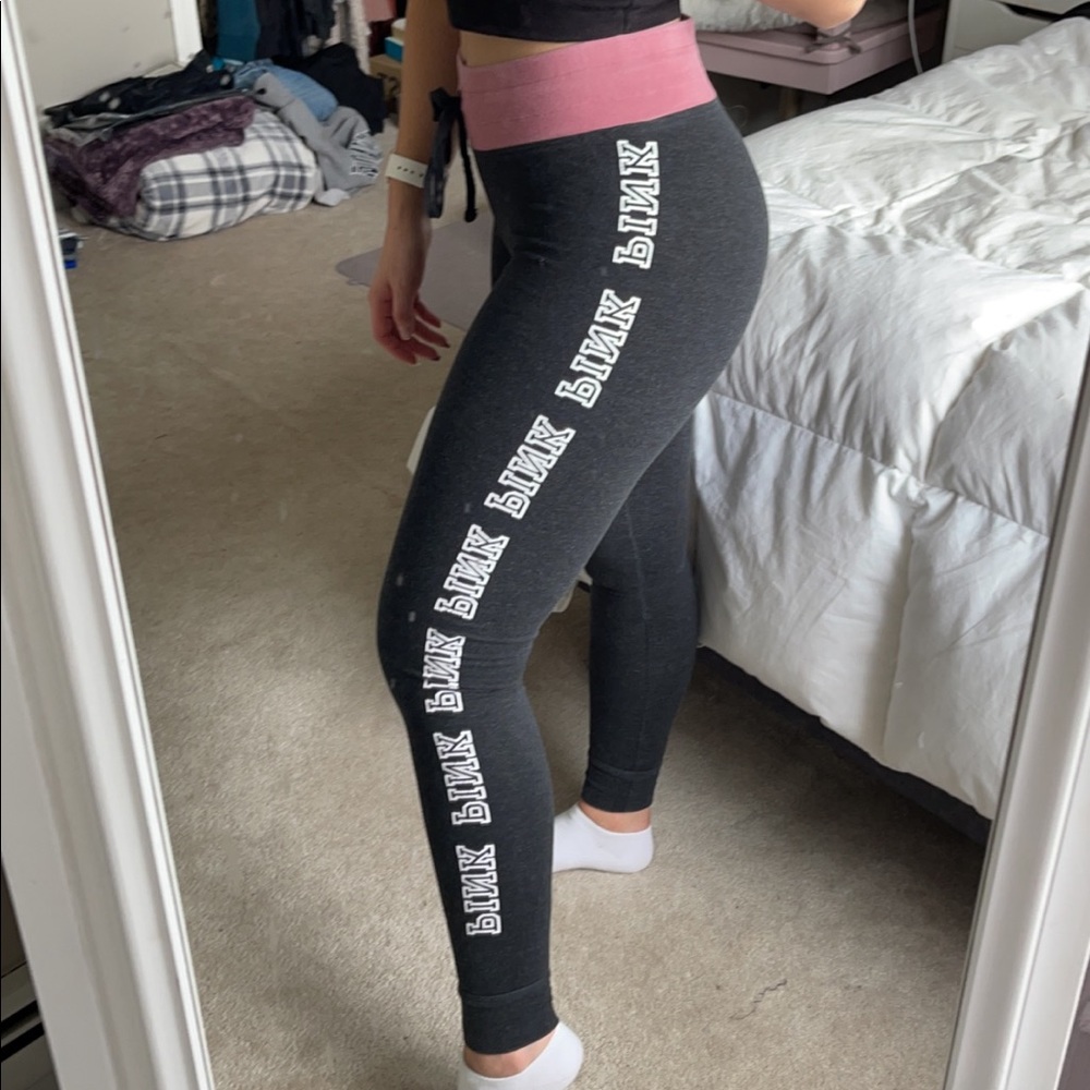 PINK tie-waist logo leggings
